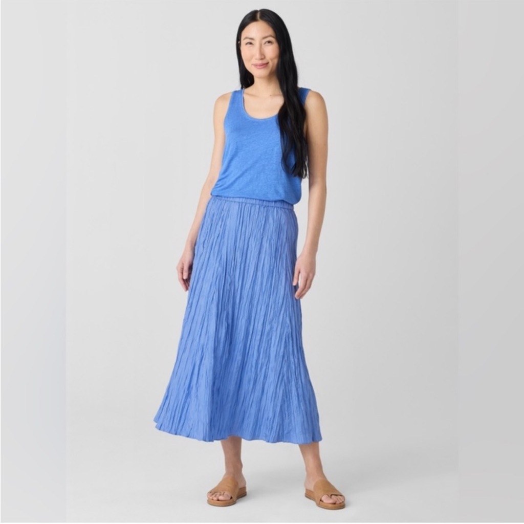 Nwt Eileen Fisher Crushed Silk Maxi Skirt